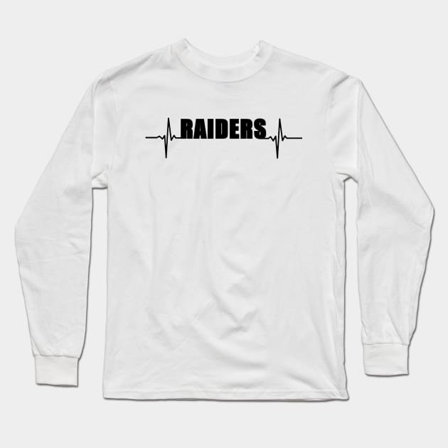 Raiders heartbeat black Long Sleeve T-Shirt by Flyingpanda